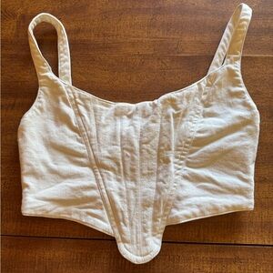 Zara White Denim Tank Top
